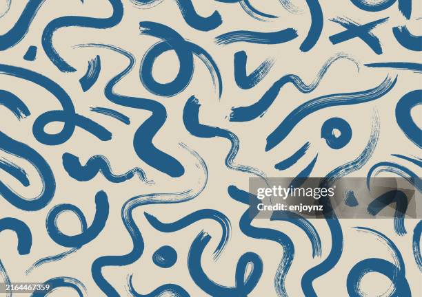 stockillustraties, clipart, cartoons en iconen met seamless blue paint scribbles background - pattern