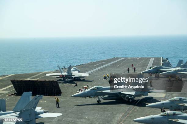 The US Navy's nuclear warship USS Theodor Roosevelt arrives in the Red Sea, Gulf of Oman and Indian Ocean region, on July 23.