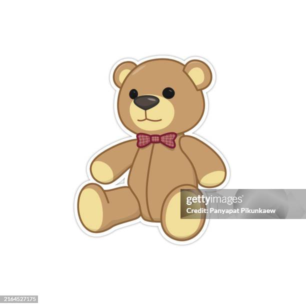 ilustraciones, imágenes clip art, dibujos animados e iconos de stock de ilustración vectorial de un adorable oso de peluche. - osito de peluche