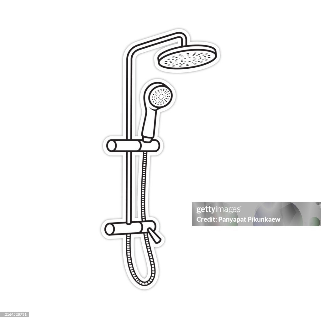 Shower Machine Photodraw Infront Back Vector Illustration Of Modern Shower Head System With Adjustable Height ...