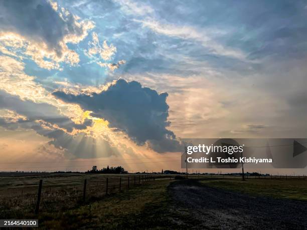 sunset and landscape in wyoming - cheyenne-wyoming stockfoto's en -beelden