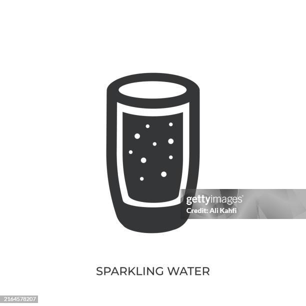 sparkling water glyph solid icon. solid icon that can be applied anywhere, simple, pixel perfect and modern style - energy drink glass stock illustrations