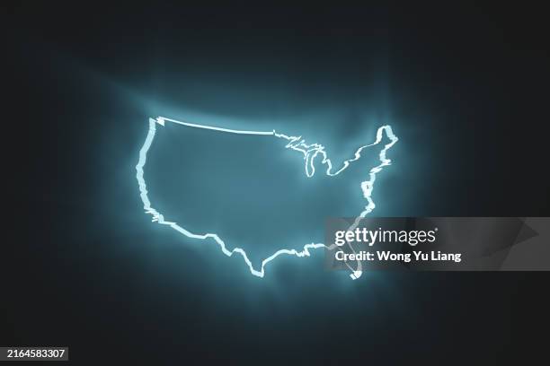 simple looking usa map futuristic looking theme - holographic-map fotografías e imágenes de stock