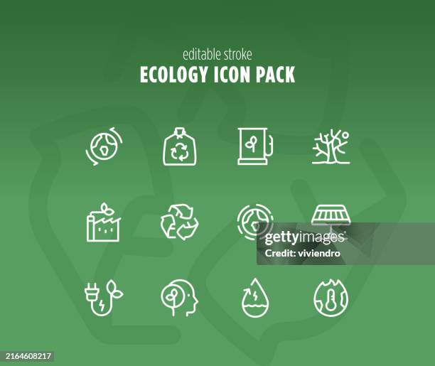 ecology line icon set. editable stroke. pixel perfect. - forest path stock illustrations