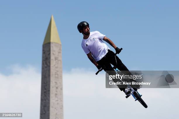 Jose Torres Gil of Team Argentina competes during the BMX Freestyle Men's Park Final - Round 2 on day five of the Olympic Games Paris 2024 at Place...