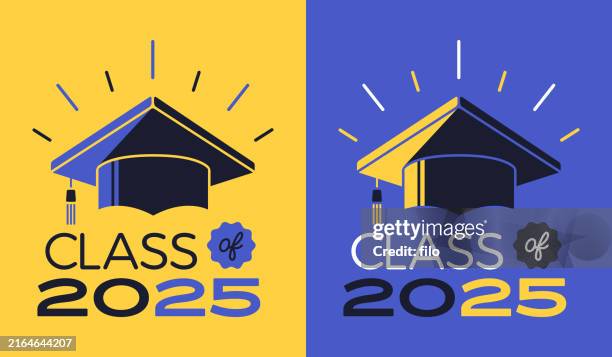 bildbanksillustrationer, clip art samt tecknat material och ikoner med class of 2025 graduation celebration - examen