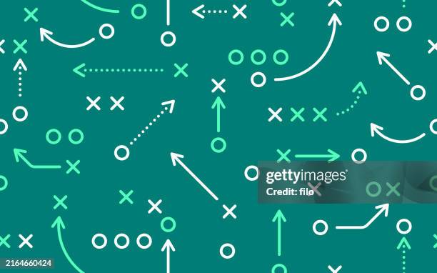 ilustraciones, imágenes clip art, dibujos animados e iconos de stock de fondo de diagrama de juego de fútbol sin interrupciones - deporte