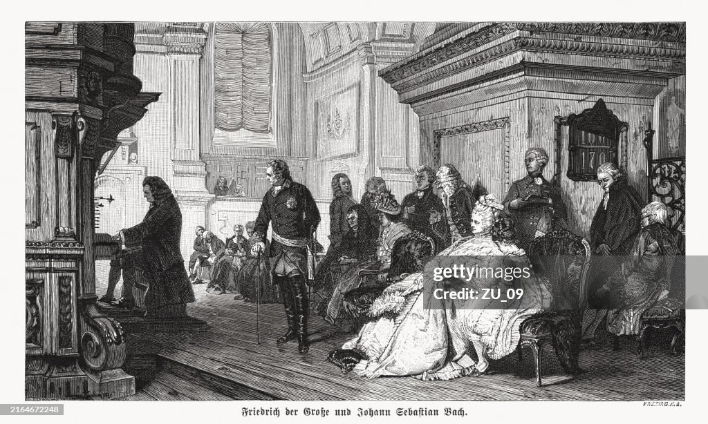 Frederick the Great and Bach (1747), wood engraving, published 1892