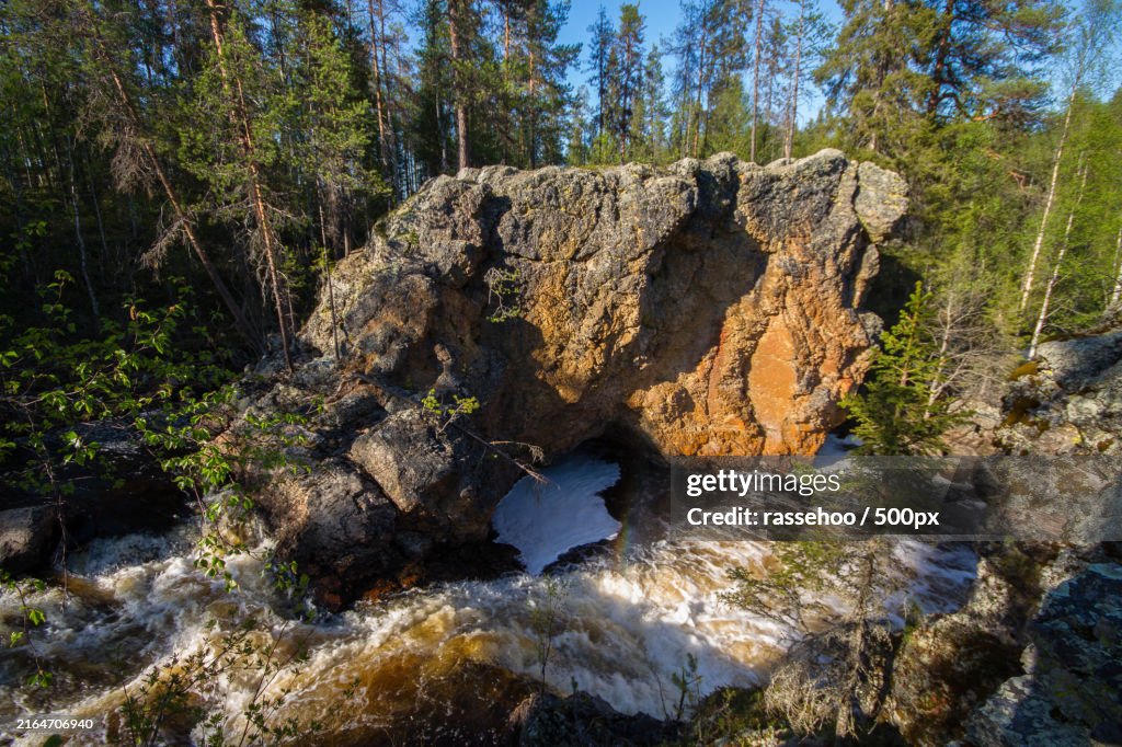 Scenic view of rocks in forest,Kuusamo,Finland