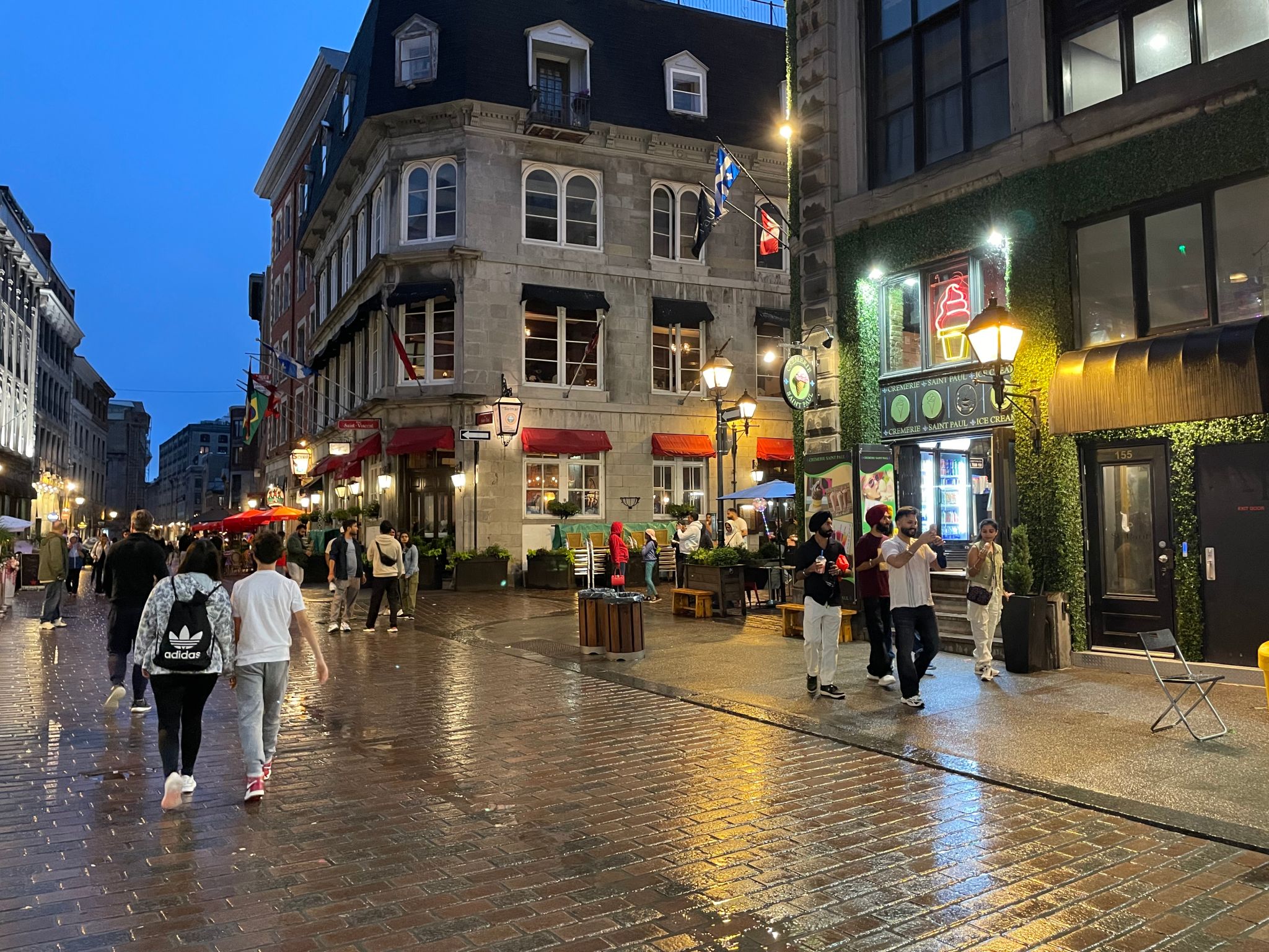 Walking in Old Montreal on a rainy night Walking in Old Montreal on a rainy night