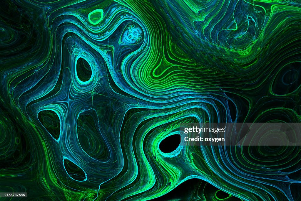 Abstract Green and Blue Swirling Line Art Background. A captivating abstract background featuring swirling lines in shades of green and blue, creating a mesmerizing and dynamic visual effect.