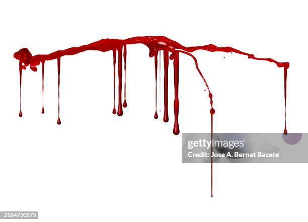 blood splatters dripping and sliding down a white wall. - blood imagens e fotografias de stock