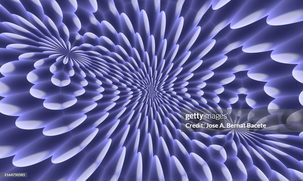 Abstract background of circular bubbles in moving concentric circles in blue tones.