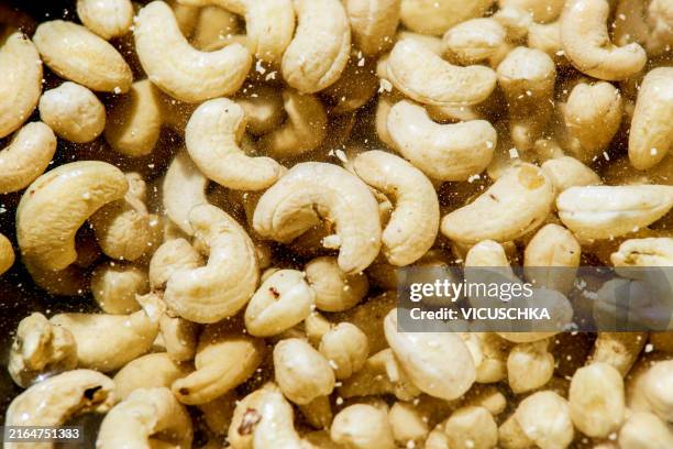 cashew nuts soaked in water with a lot of dust and dirt - cashew stock pictures, royalty-free photos & images