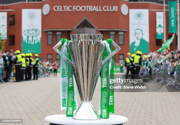 Trophy before the cinch Premiership match between Celtic FC and Kilmarnock FC at Celtic Park on August 4, 2024 in Glasgow, United Kingdom.