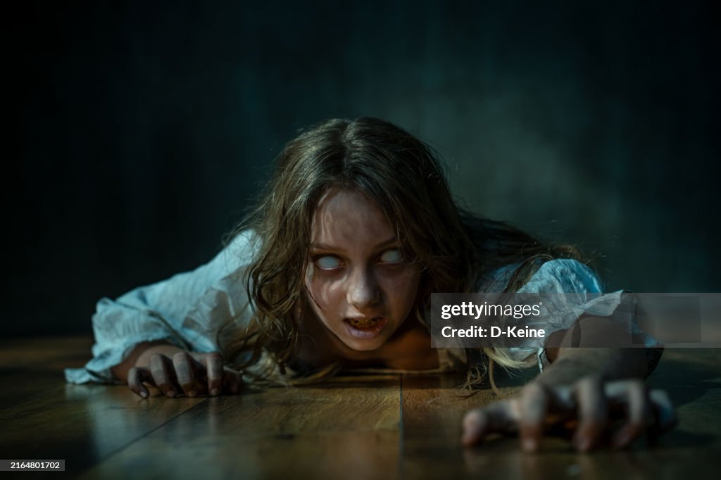 Possessed Girl with White Eyes