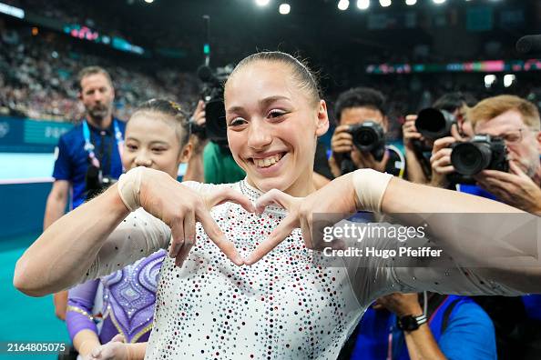 Kaylia NEMOUR of Algeria celebrates during the Paris 2024 Olympic