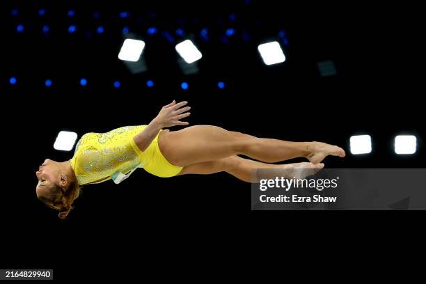 Flavia Saraiva of Team Brazil competes on the balance beam during the Artistic Gymnastics Women's All-Around Final on day six of the Olympic Games...