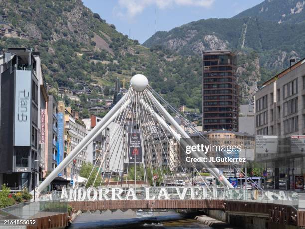 urban landscape in the city of andorra la vella - andorra la vella stock pictures, royalty-free photos & images
