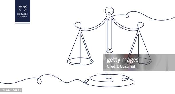 bildbanksillustrationer, clip art samt tecknat material och ikoner med brass weight scale continuous line icon - storleksskillnad