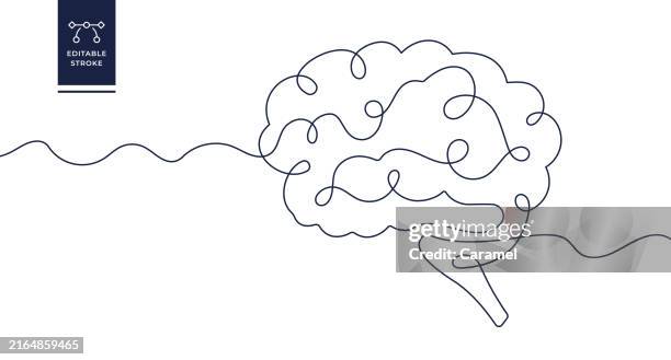 ilustrações de stock, clip art, desenhos animados e ícones de human brain continuous line icon - cérebro