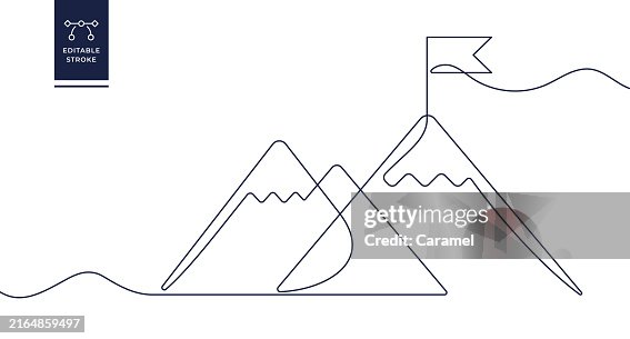 Mountain Peak Continuous Line Icon Mountain Peak Continuous Line Icon