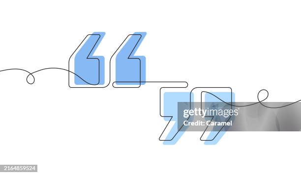 anführungszeichen durchgehendes liniensymbol - büromaterial stock-grafiken, -clipart, -cartoons und -symbole
