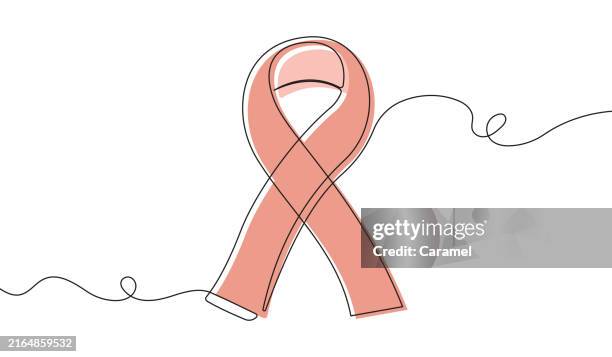 awareness ribbon continuous line icon - hiv ribbon stock illustrations