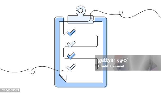 checklist continuous line icon - checklist icon editable stock illustrations