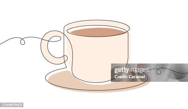 ilustraciones, imágenes clip art, dibujos animados e iconos de stock de icono de línea continua de bebidas calientes - té bebida caliente