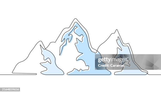 mountain, iceberg continuous line icon - iceberg stock illustrations