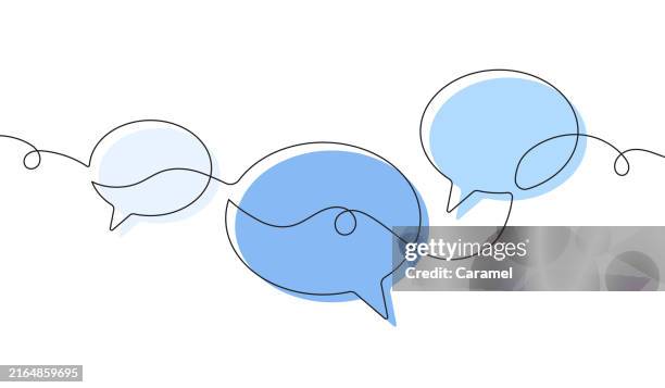 stockillustraties, clipart, cartoons en iconen met speech bubbles continuous line icon - communicatie