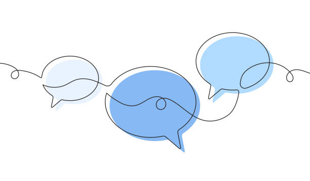speech bubbles continuous line icon - communication stock illustrations