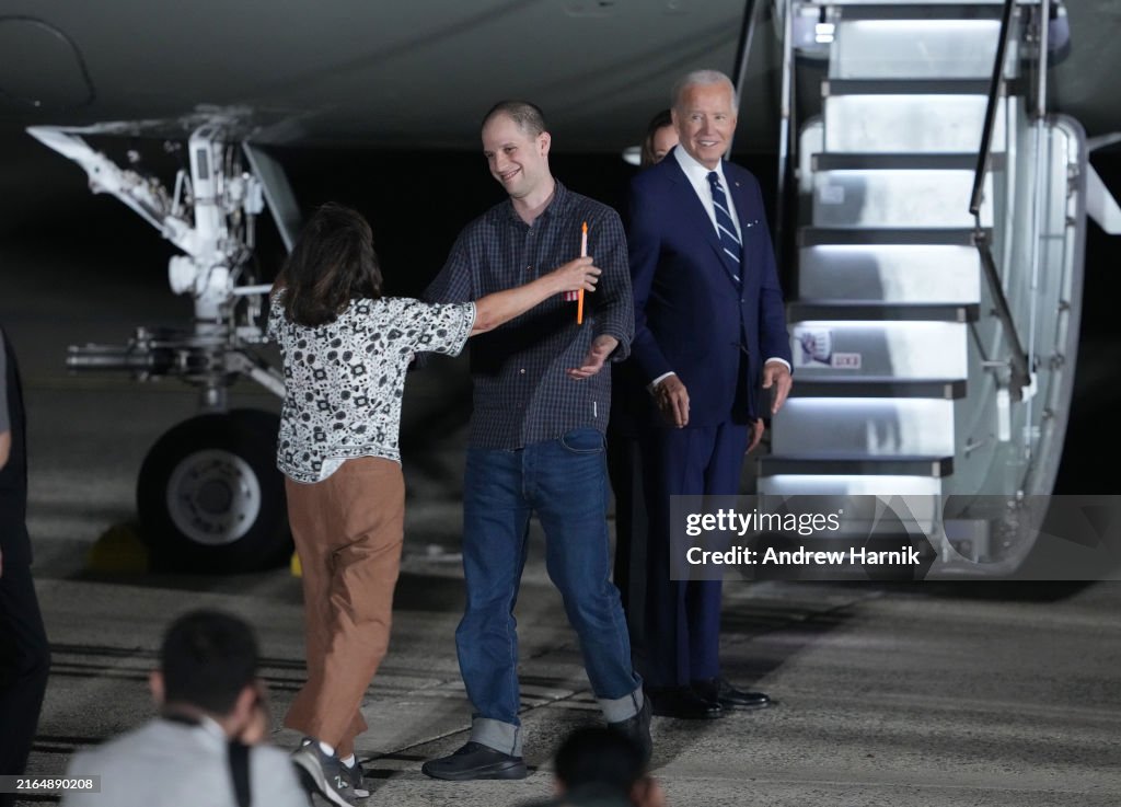 President Biden Welcomes Freed Americans At Andrews Air Force Base