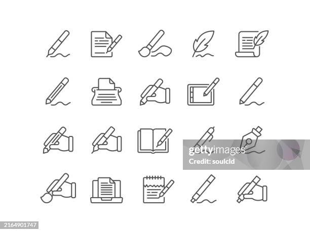 illustrations, cliparts, dessins animés et icônes de icônes d’écriture et de dessin - signature