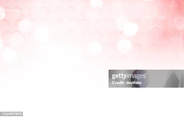 blank shiny horizontal textured bling effect spotted smoky wispy vector ombre backgrounds in bright gradient light pink peach white color with bubbles star hearts lens flare glare all over bokeh christmas lights new year, and diwali festive celebrations - heart bubble wrap stock illustrations