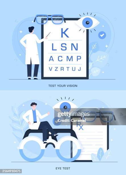 sehtest, augenarzt illustrationen - augenheilkunde stock-grafiken, -clipart, -cartoons und -symbole