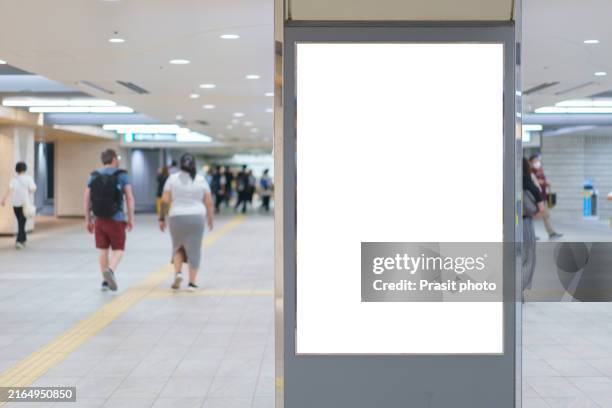 blank billboard on subway station - border station stock pictures, royalty-free photos & images