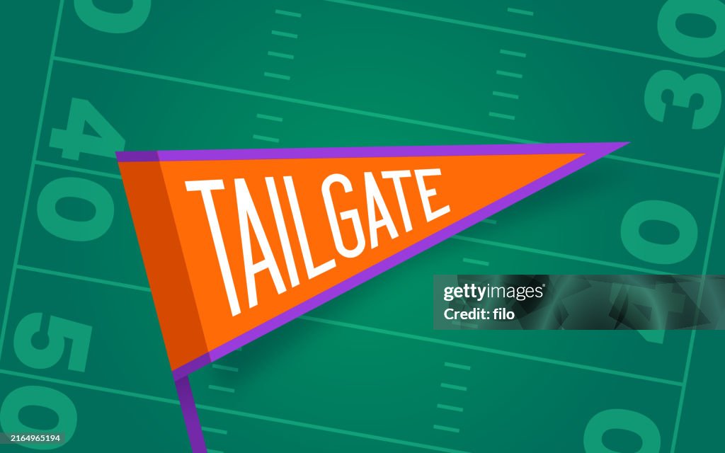 Tailgate Pennant Flag Cheering Football Field Background