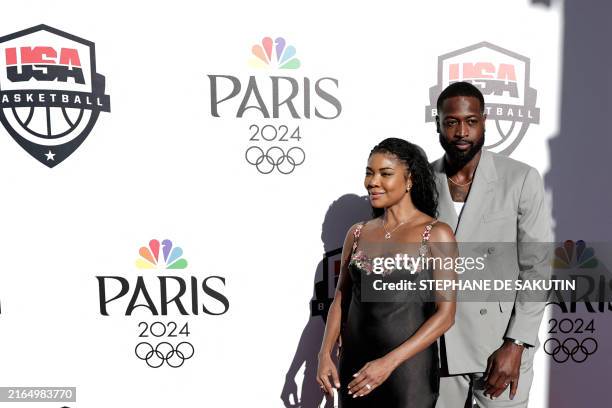 Actress Gabrielle Union and US former basketball player Dwyane Wade pose as they arrive to attend Comcast NBCUniversal and NBA's Celebration of US...