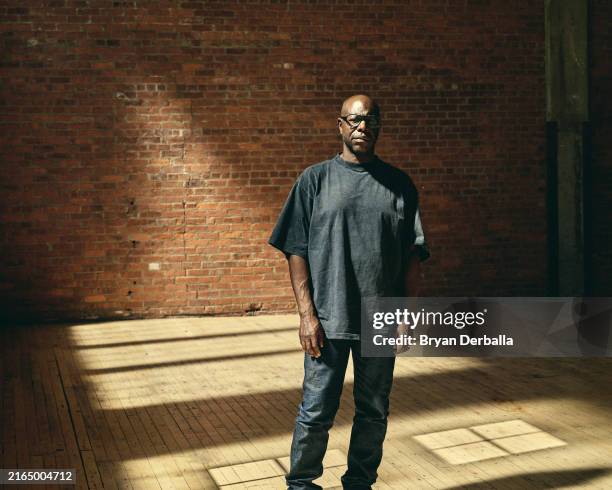 Director Steve McQueen is photographed for New York Times on May 7, 2024 in Beacon, New York. McQueen's installation 'Bass' at Dia: Beacon. The...