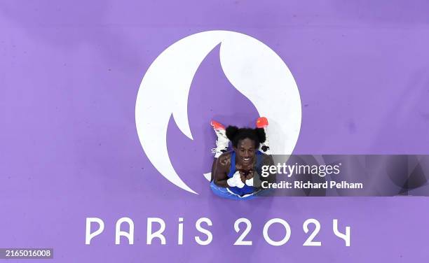 David de Pina of Team Cape Verde celebrates victory against Patrick Chinyemba of Team Zambia in the Men's 51kg Quarterfinal match on day seven of the...