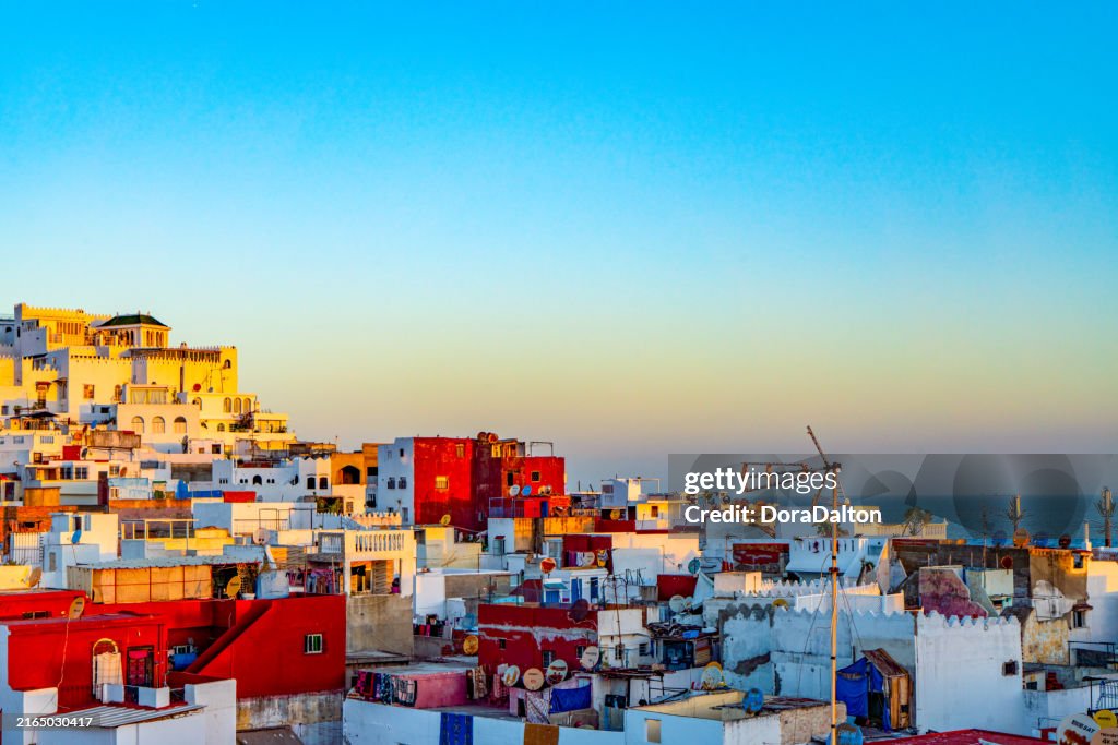 Residences scene at African side of the Strait of Gibraltar, Tangier, Morocco