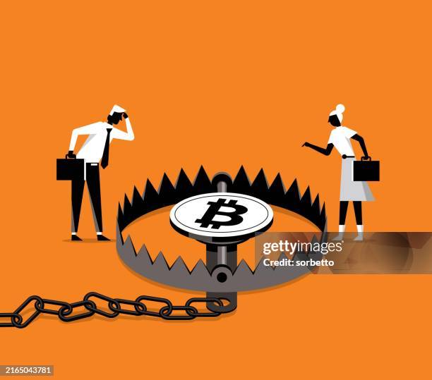 bitcoin-konzept - falle - bitcoin stock-grafiken, -clipart, -cartoons und -symbole