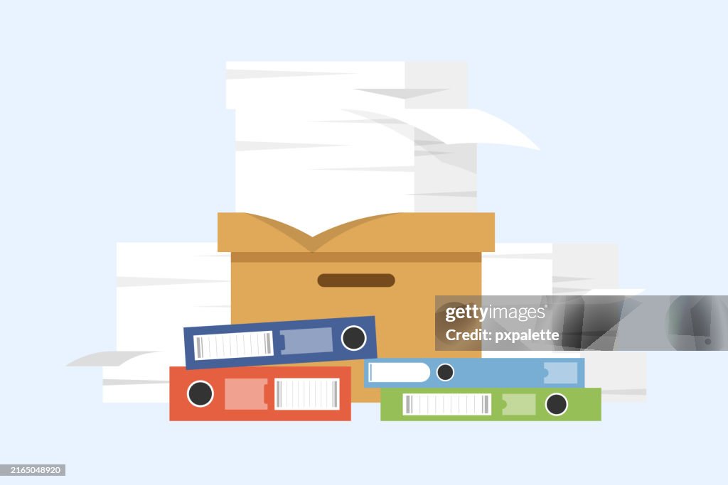A Paper File Pile Of Paper Documents And File Folders High-Res Vector Graphic ...