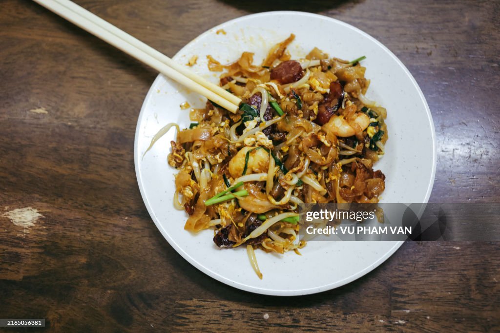 Ready to eat char kway teow in Penang, Malaysia