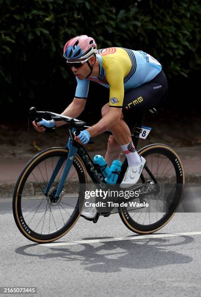 Wout Van Aert of Team Belgium competes during the Men's Road Race on day eight of the Olympic Games Paris 2024 at trocadero on August 03, 2024 in...