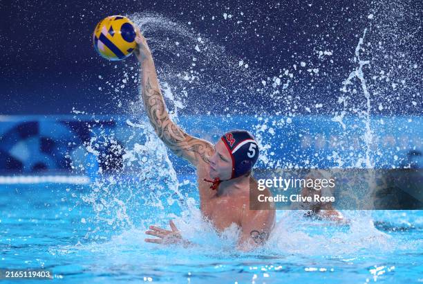 Hannes Daube of Team United States shoots in the Men's Preliminary Round - Group A match between Team Montenegro and Team United States on day eight...