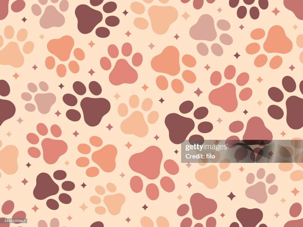 Seamless Pets Cat and Dog Animal Paw Print Theme Background