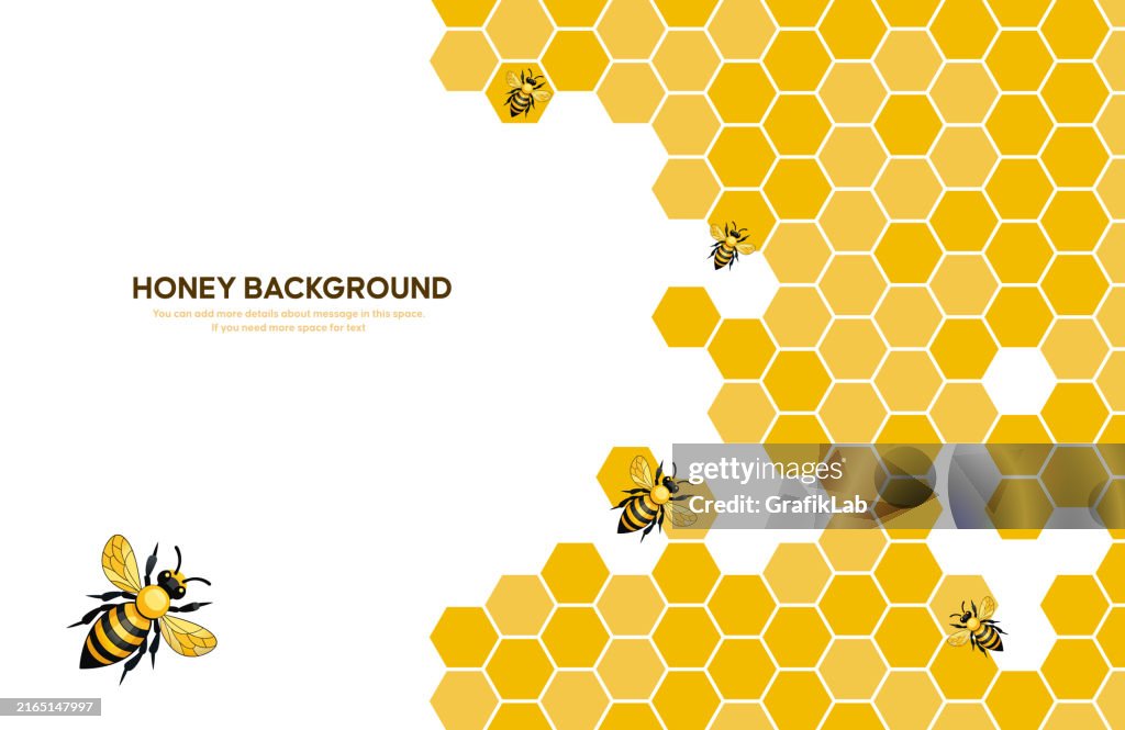 Wabenmuster mit Bienen auf weißem Hintergrund Illustration